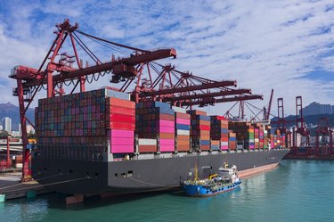 container ship in port