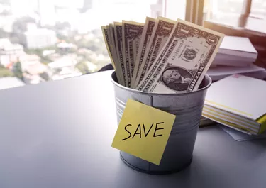 bucket with money