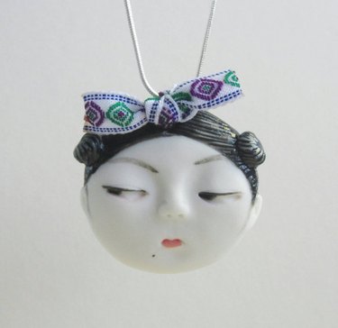 Dai Li Jewellery — Little head Face Handmade Porcelain Ceramic Pendant Necklace