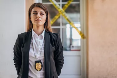Woman detective at the crime scene