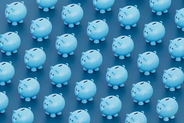 Blue piggybanks theme, cute pigs arranged into mesh pattern