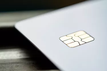 Close up of credit card micro chip