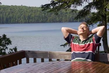 Man relaxing by a lake