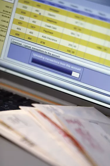 Online checking account on computer screen