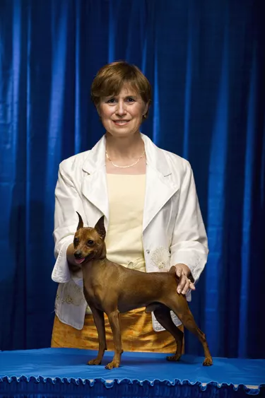woman at dog confirmation