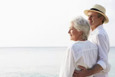 Affectionate Senior Couple On Tropical Beach Holiday