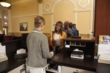 People in line at a bank