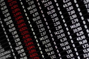 Stock exchange prices on a computer screen