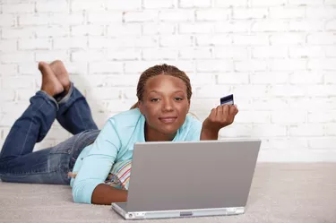 Woman purchasing online
